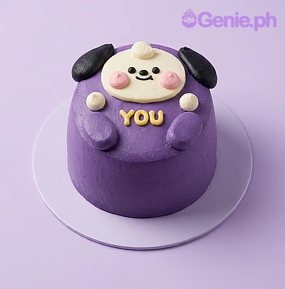 Puppy Character Purple Cake Design Puppy Character Purple Cake Design