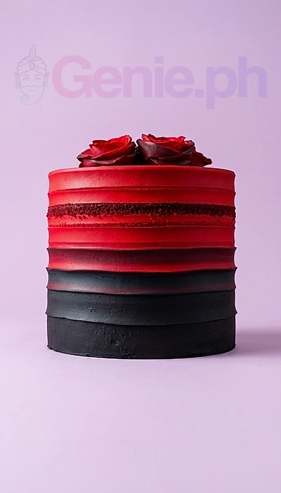 Red Black Gradient Red Roses Cake Design