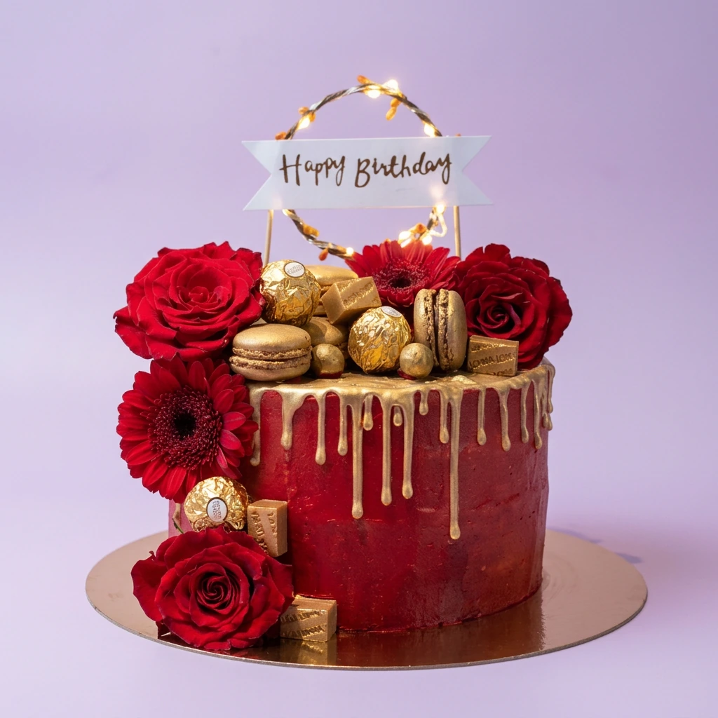 Red Gold Elegant Cake