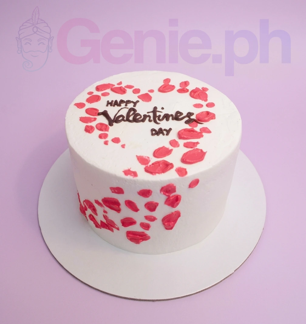 Red Minimalist Valentines Day Cake Design