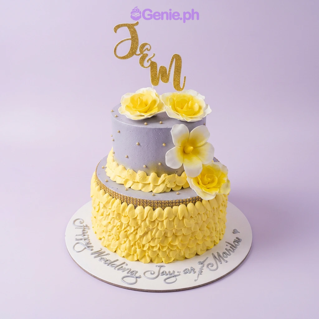 Silver And Yellow Wedding Yellow Cakes Cake Design
