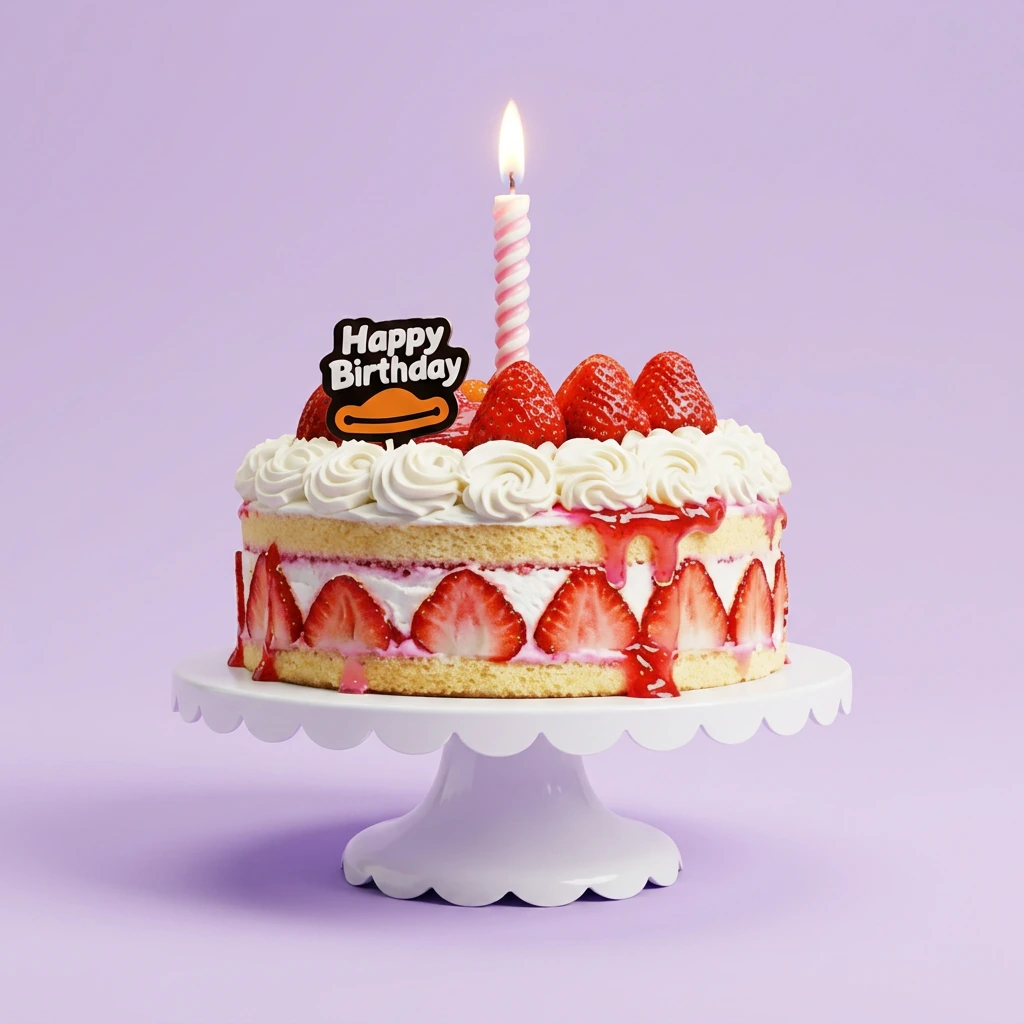 Strawberry Duck Strawberry Birthday Cake Design