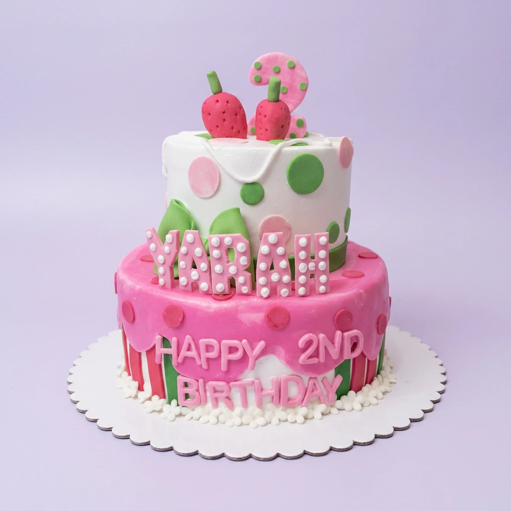 Strawberry Polka Dot Strawberry Birthday Cake Design