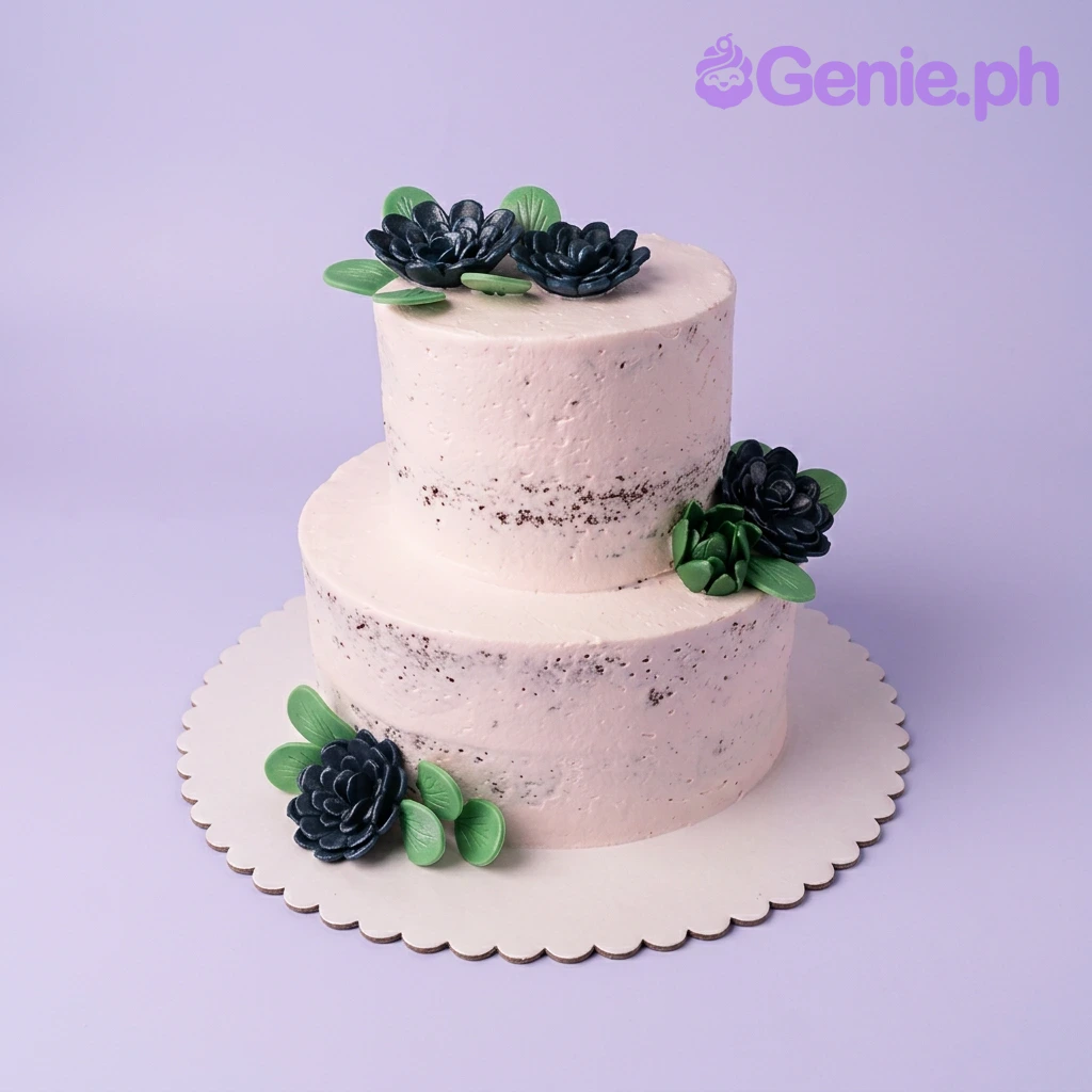 Succulent Floral Summer Cake Design Succulent Floral Summer Cake Design