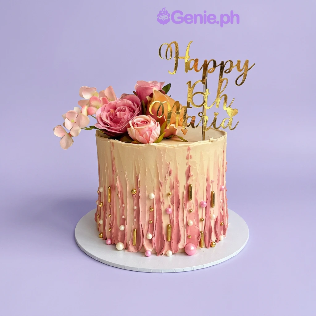 Sweet 16 Floral Summer Cake Design Sweet 16 Floral Summer Cake Design