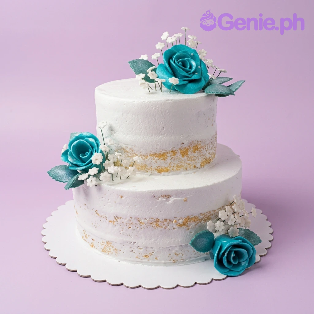 Teal Rose Naked Cake Design Teal Rose Naked Cake Design