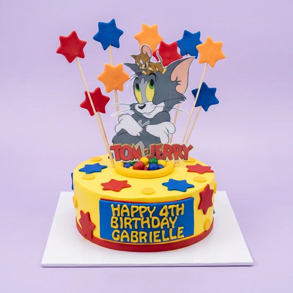Tom And Jerry Strawberry Birthday Cake Design