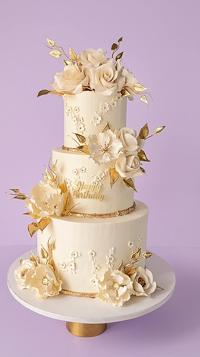 White Floral Multi Tier Cake Design