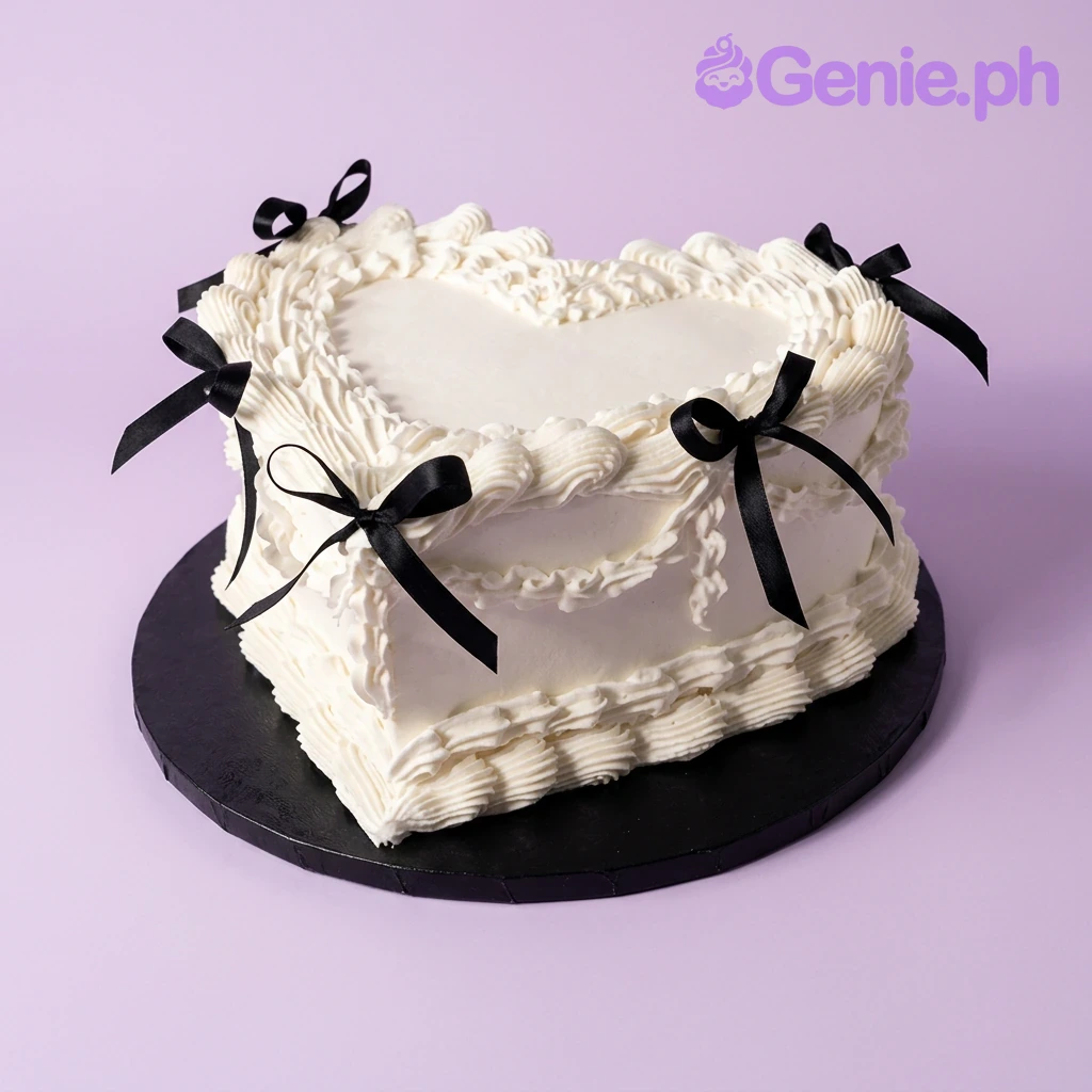 White Vintage Heart Cake White Vintage Heart Cake