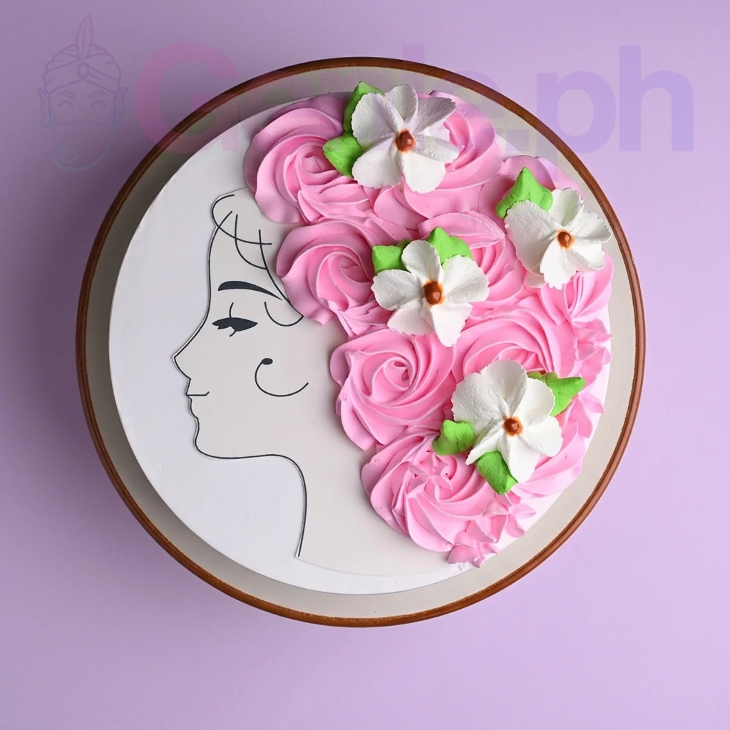 Woman Profile Art Cake Design