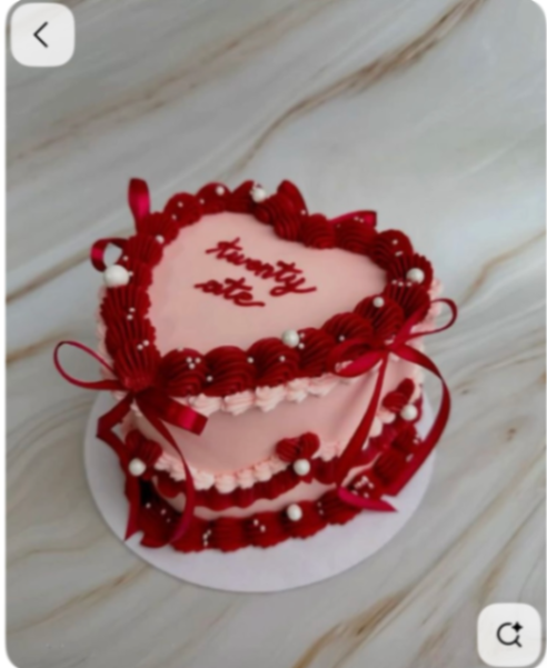 twenty ate heart 1 Tier - pink, red, white theme with red bows