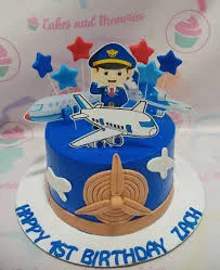Airplane 1st Birthday Pilot Uniform Cake Design