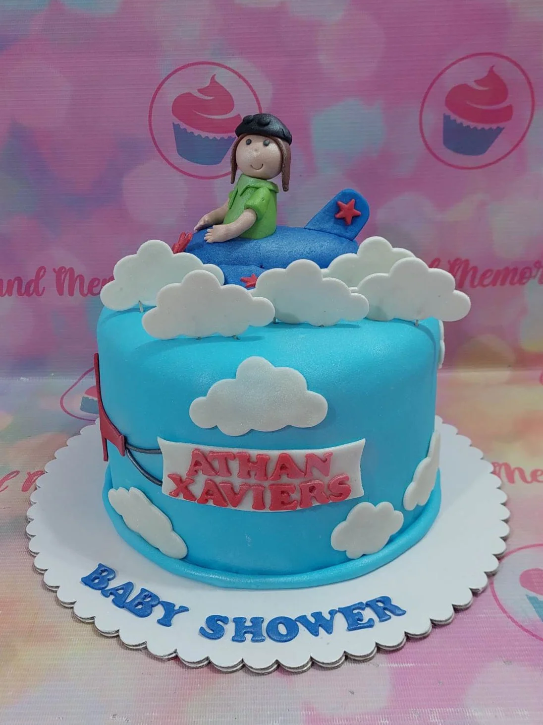 Airplane Baby Shower Pilot Uniform Cake Design