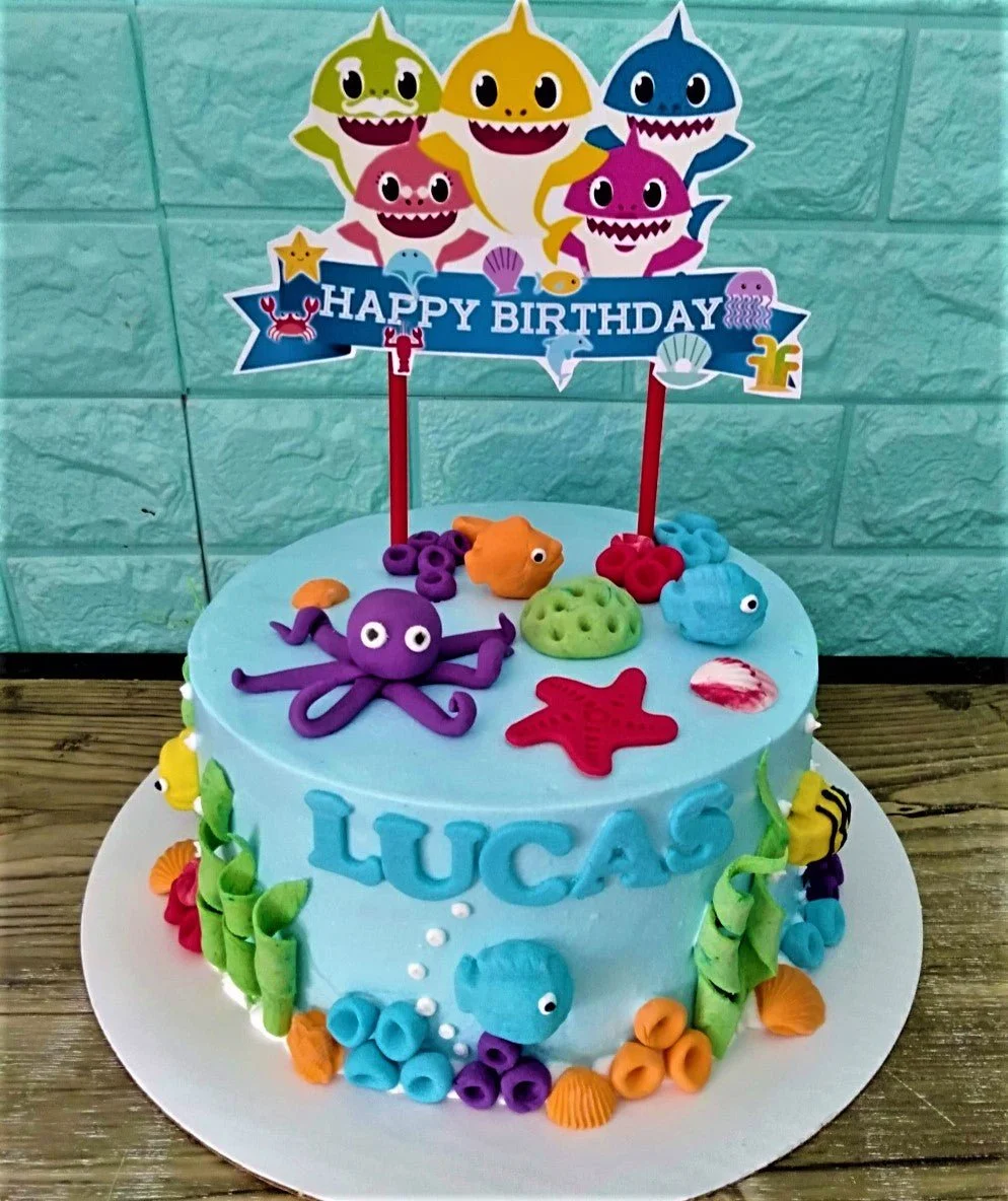 Baby Shark Fishing Cake Design