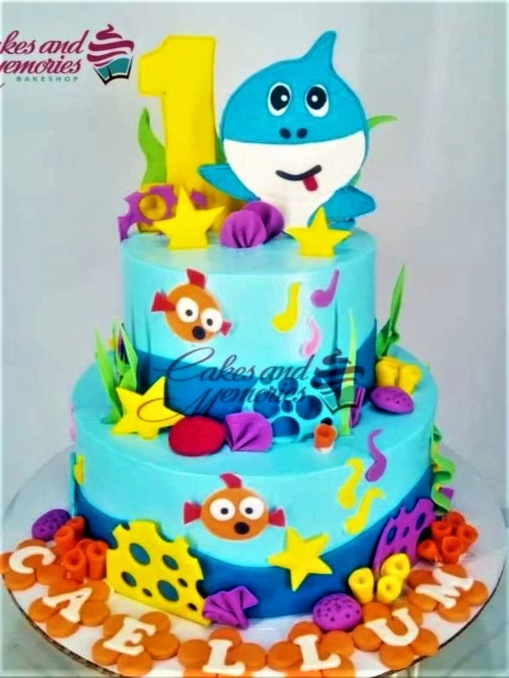 Baby Shark Fishing Cake Design