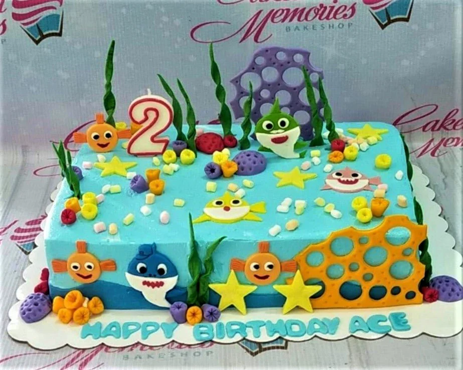 Baby Shark Fishing Cake Design