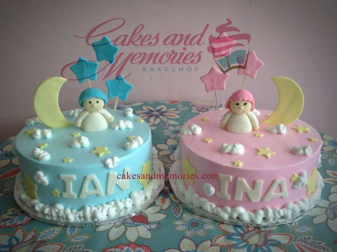 Baby Twin Cakes Korean Cake Design
