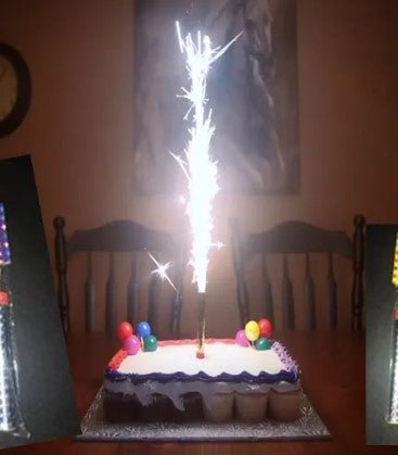 Rectangular pull-apart cupcake cake with white icing, blue and red borders, colorful balloon toppers, and a large sparkler candle. Rectangular pull-apart cupcake cake with white icing, blue and red borders, colorful balloon toppers, and a large sparkler candle.