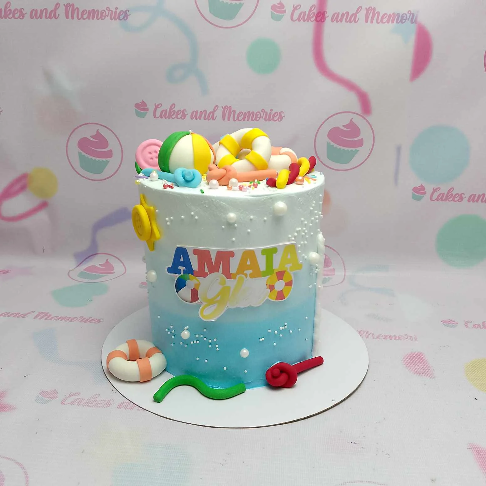 Beach Birthday Gacha Life Cake Design