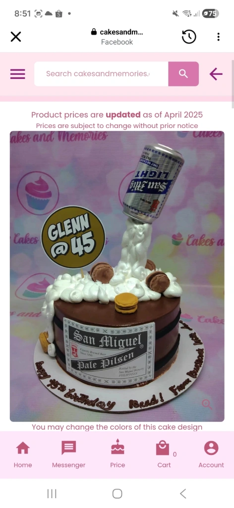Cake 1 Tier Fondant - light, white, brown theme with San Mig Light beer can and white icing foam Cake 1 Tier Fondant - light, white, brown theme with San Mig Light beer can and white icing foam