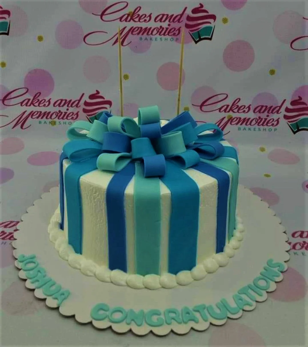 Blue Gift Box Boxing Cake Design