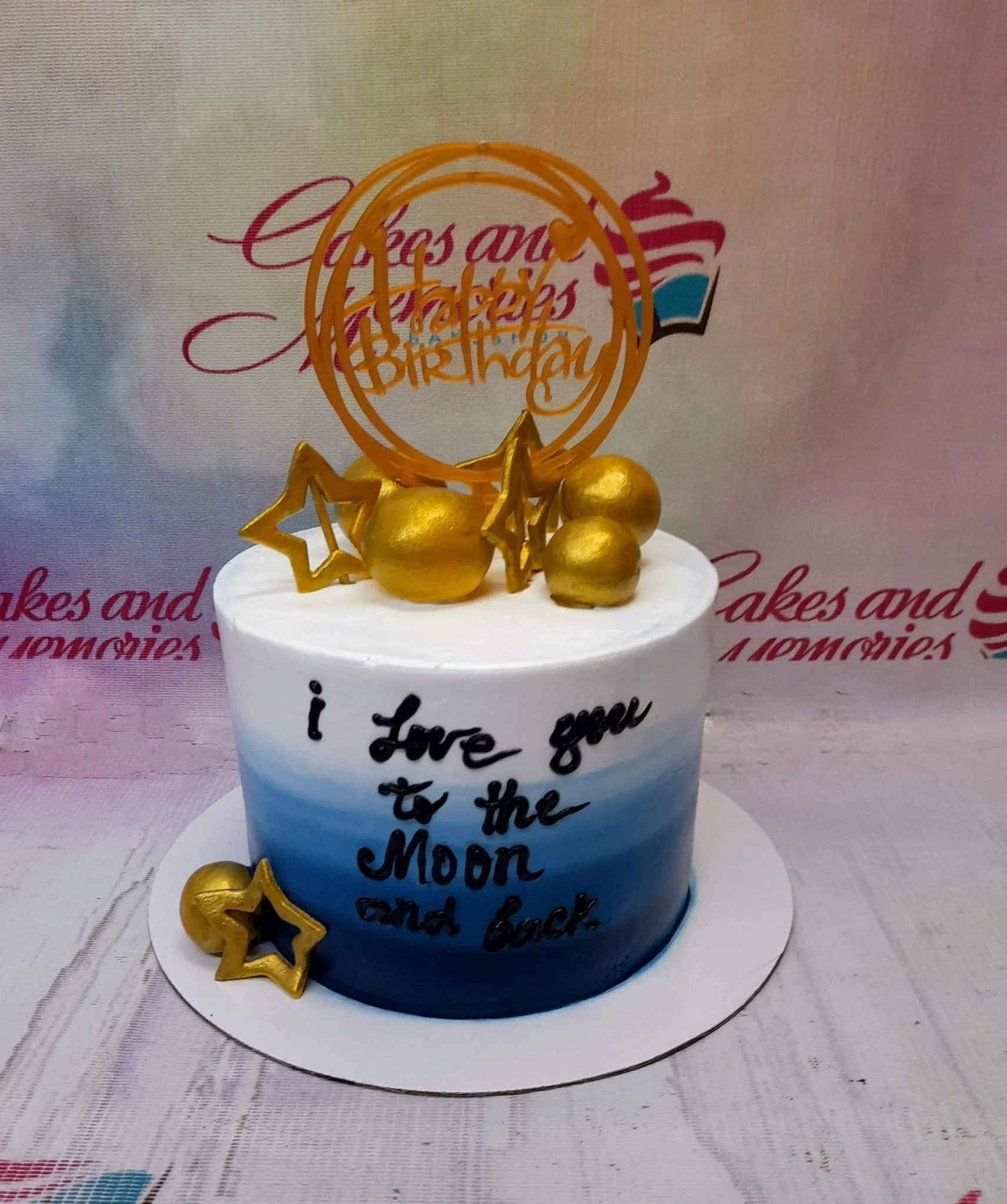 Blue Ombre Moon And Back Diana And Roma Cake Design