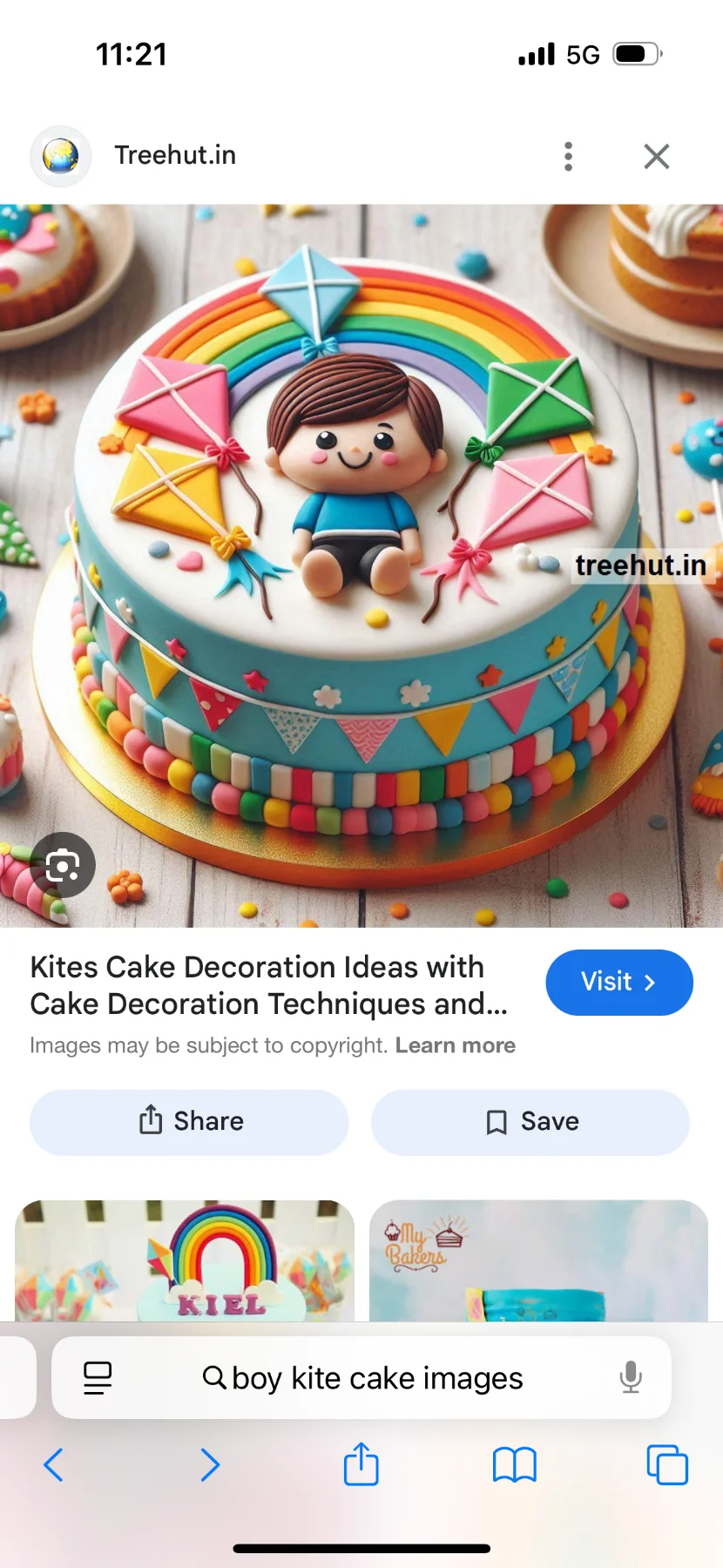 Boy Kite Rainbow White 2-Tier Cake boy kite rainbow 2 Tier Fondant - white theme with boy character and colorful edible balls