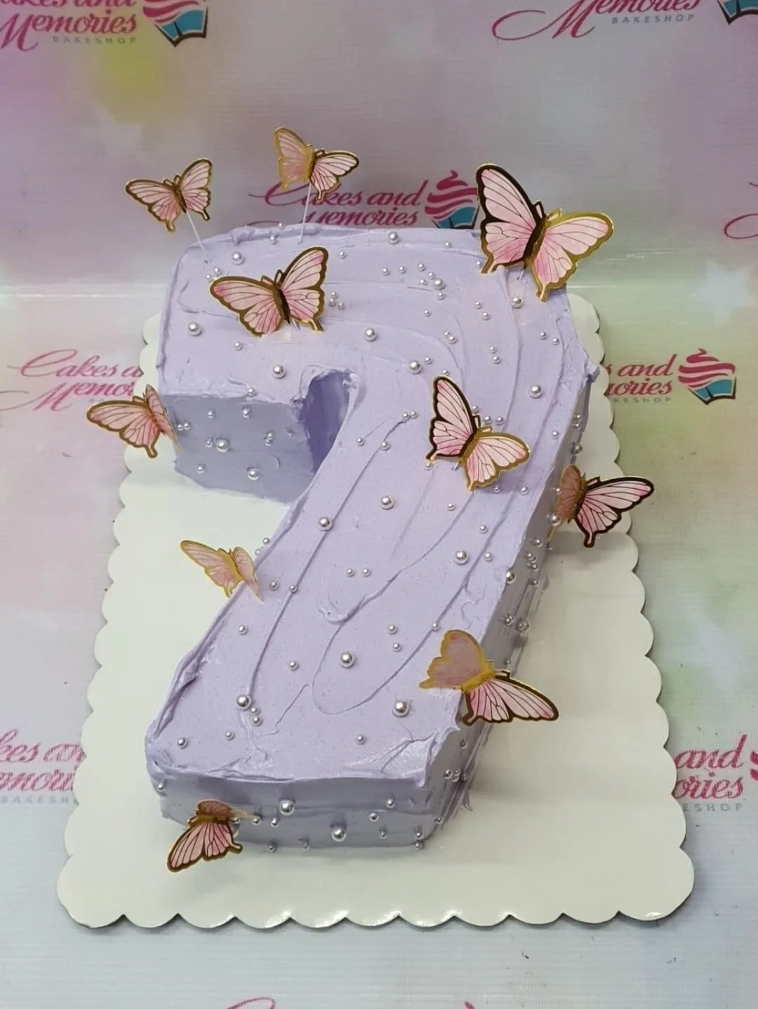 Butterfly Number 7 Gothic Dark Black Purple Cake Design