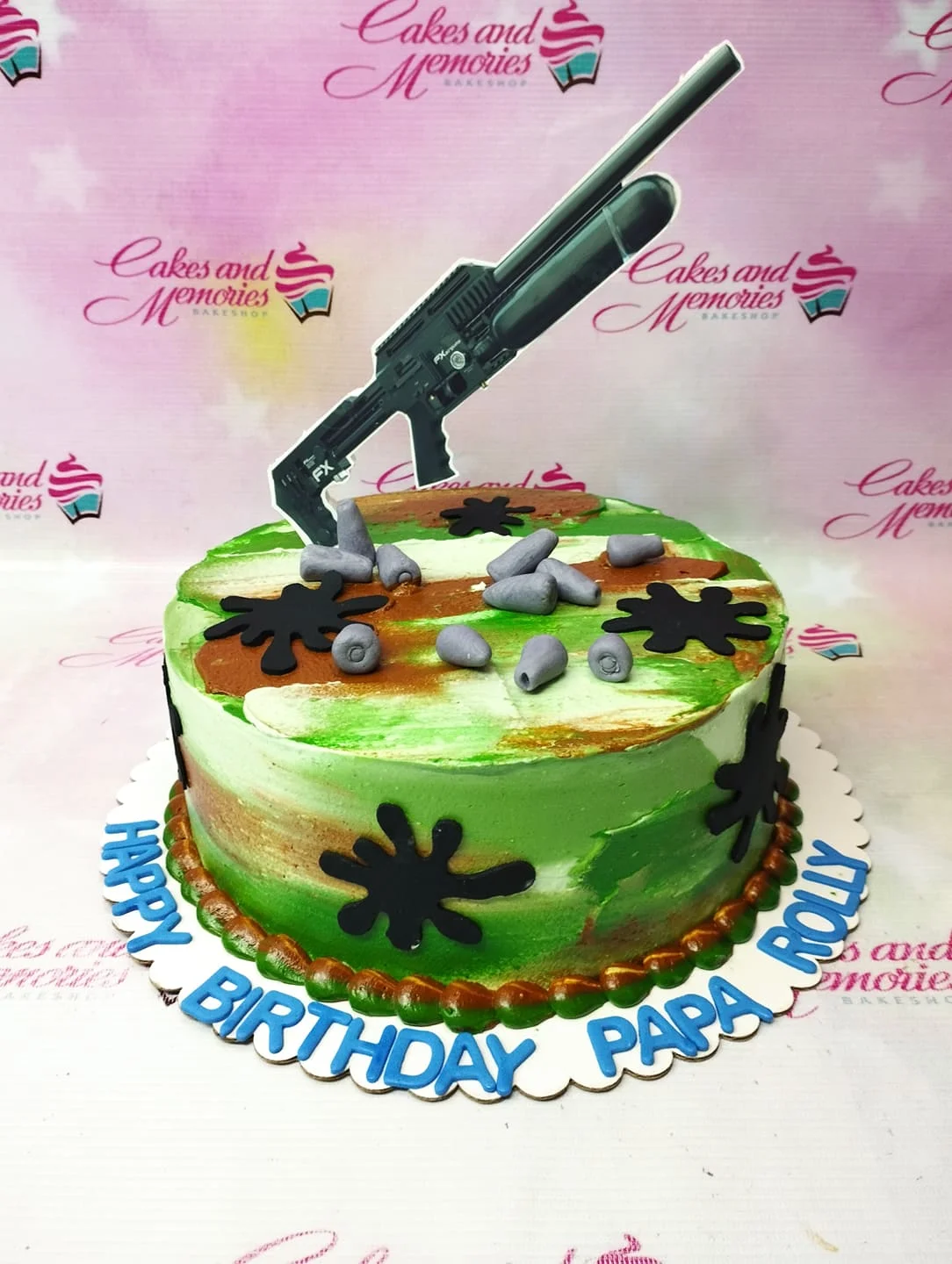 Camouflage Rifle Military Cake Design