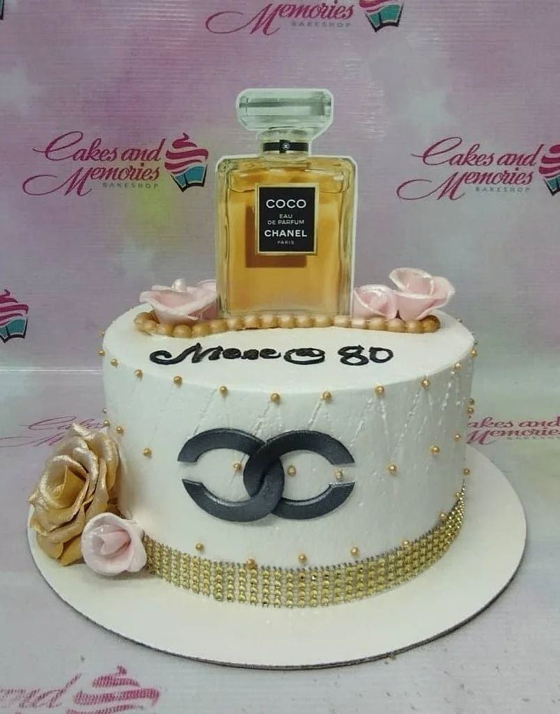 Chanel Perfume Rose Gold Cake Design