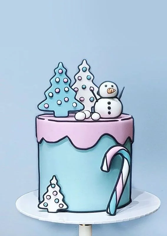 Christmas Snowman Snoopy Cake Design