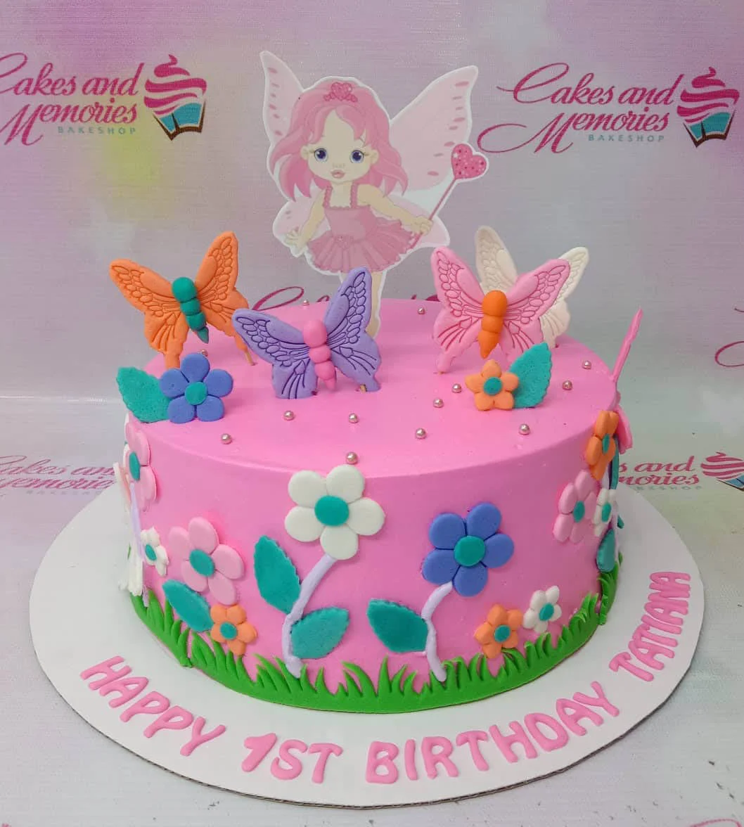 Fairy Garden Edible Photo Birthday Cake Design