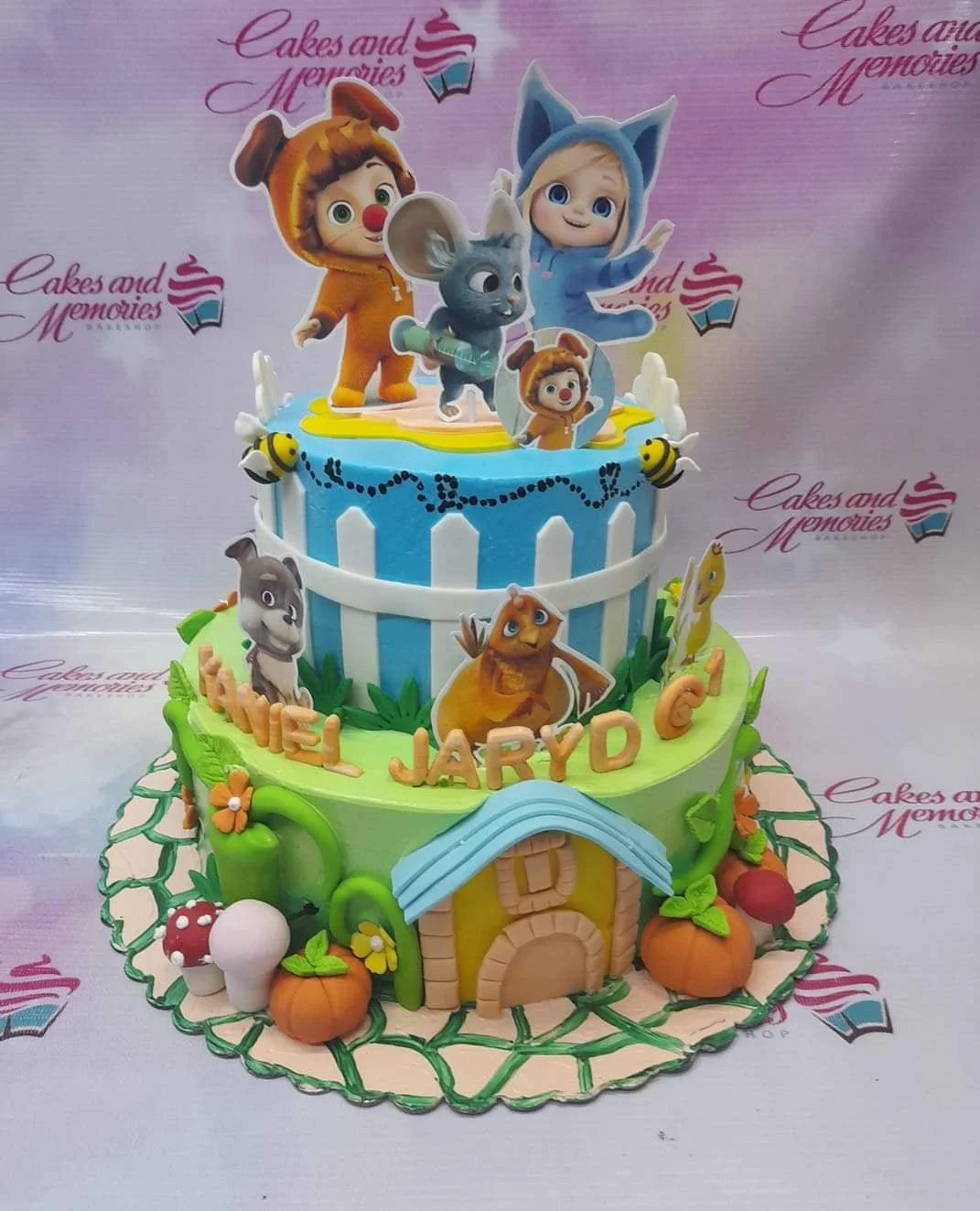 Farm Character House Warming Cake Design