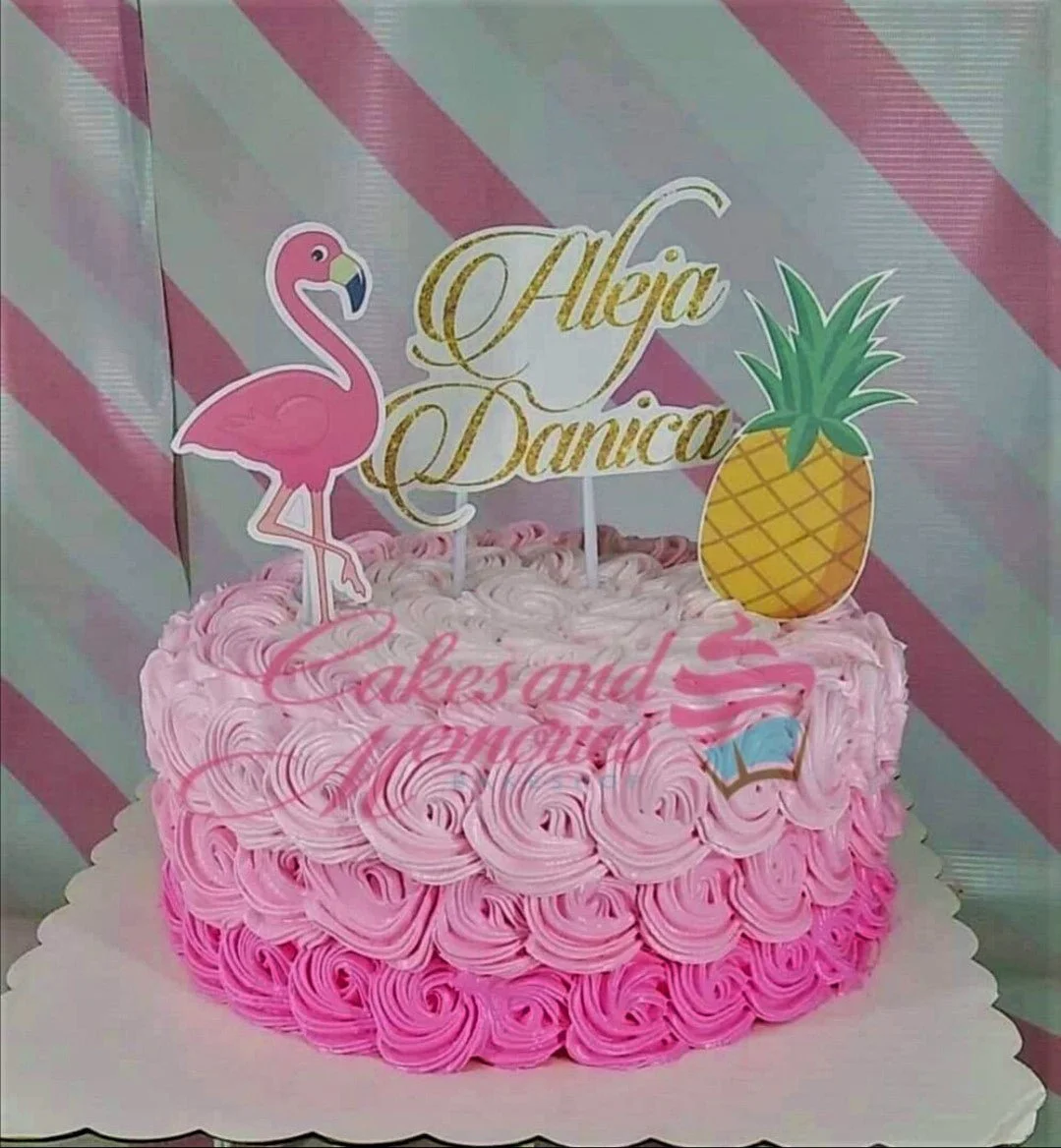 Flamingo Tropical Summer Cake Design