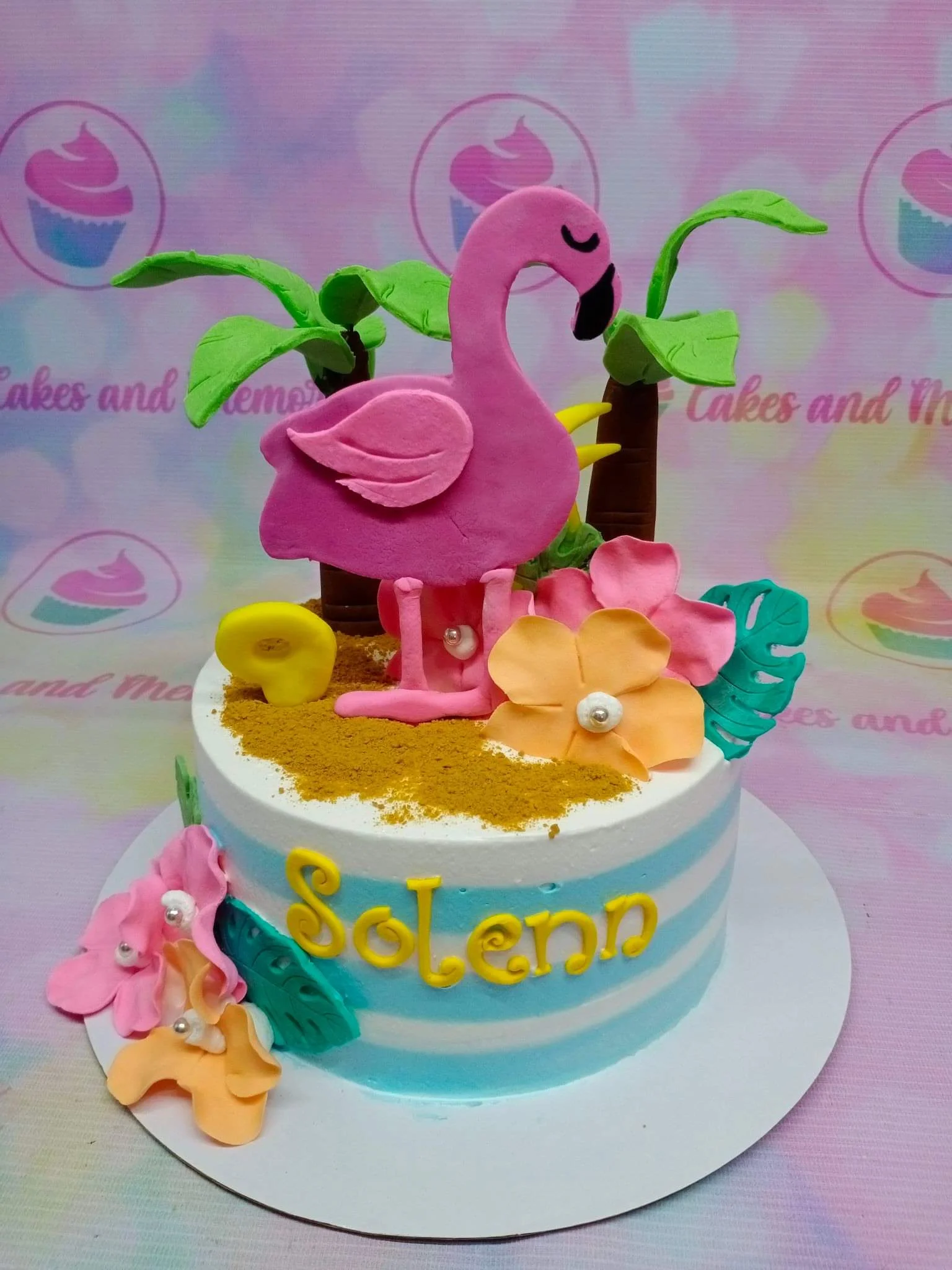Flamingo Tropical Summer Cake Design