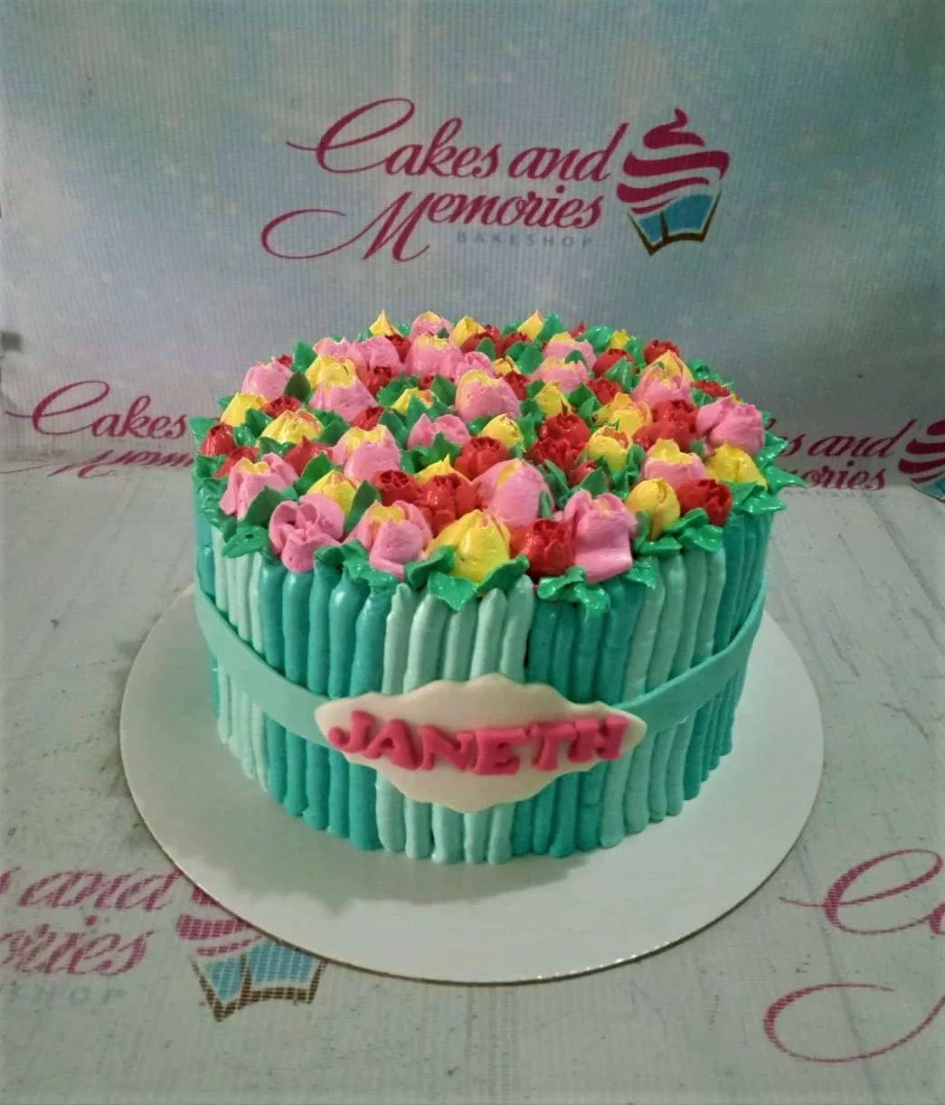 Floral Birthday Denim Cake Design