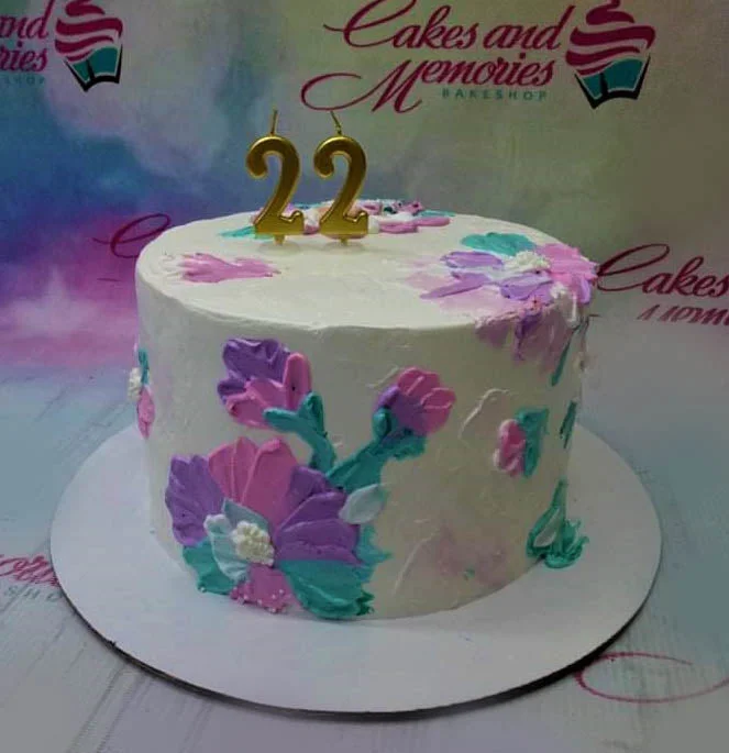 Floral Palette Knife Twenty Cake Design