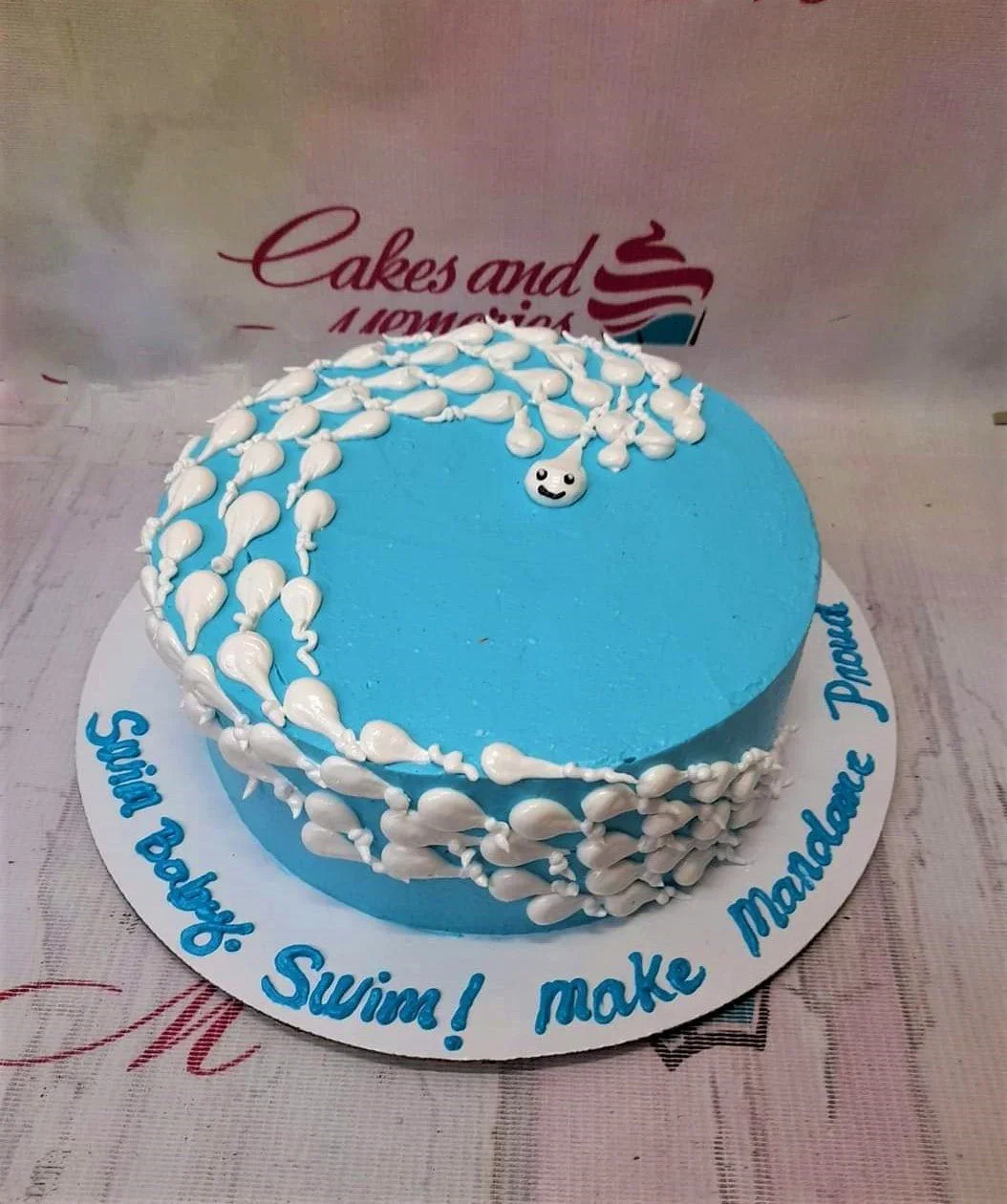 Funny Blue Smiling Critters Cake Design