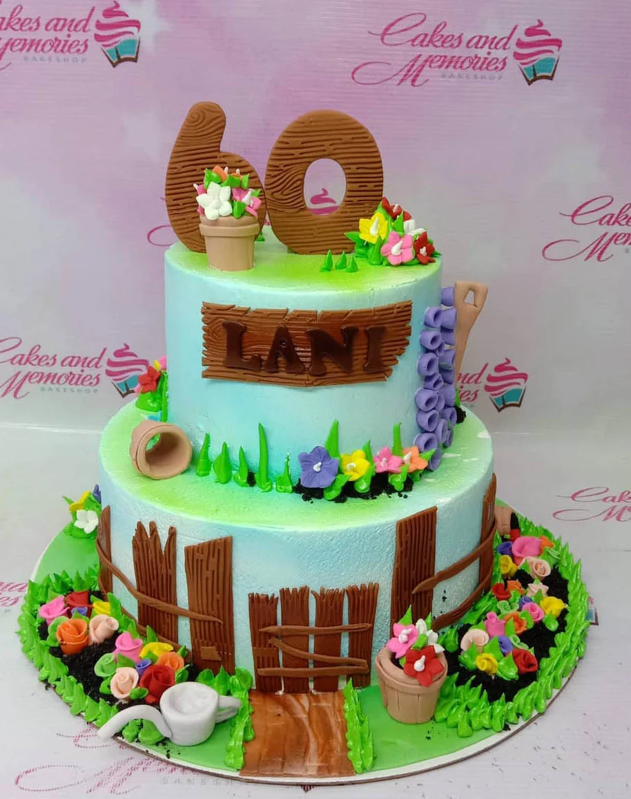 Garden 60th Birthday Cake