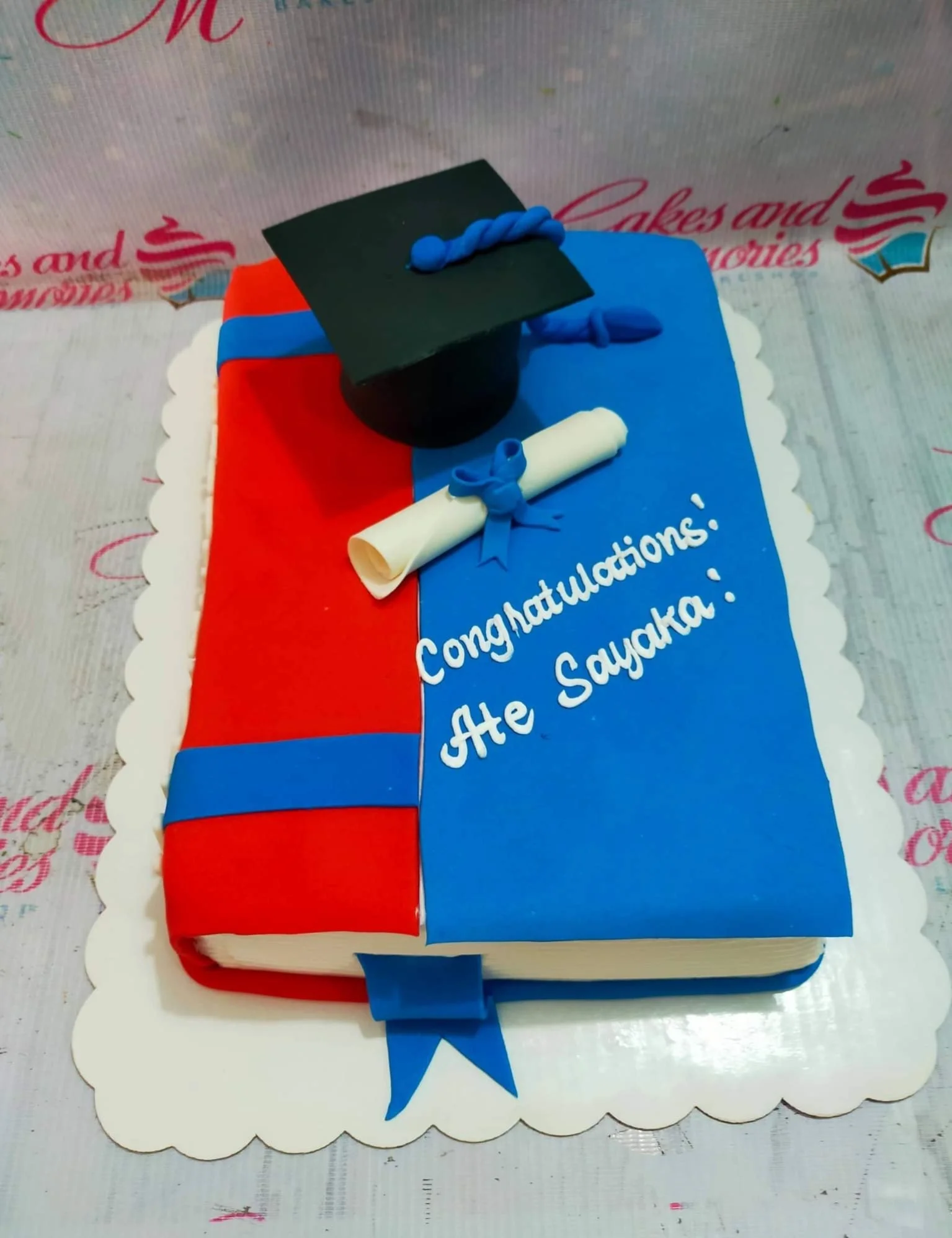 Graduation Book Congratulations Cake Design