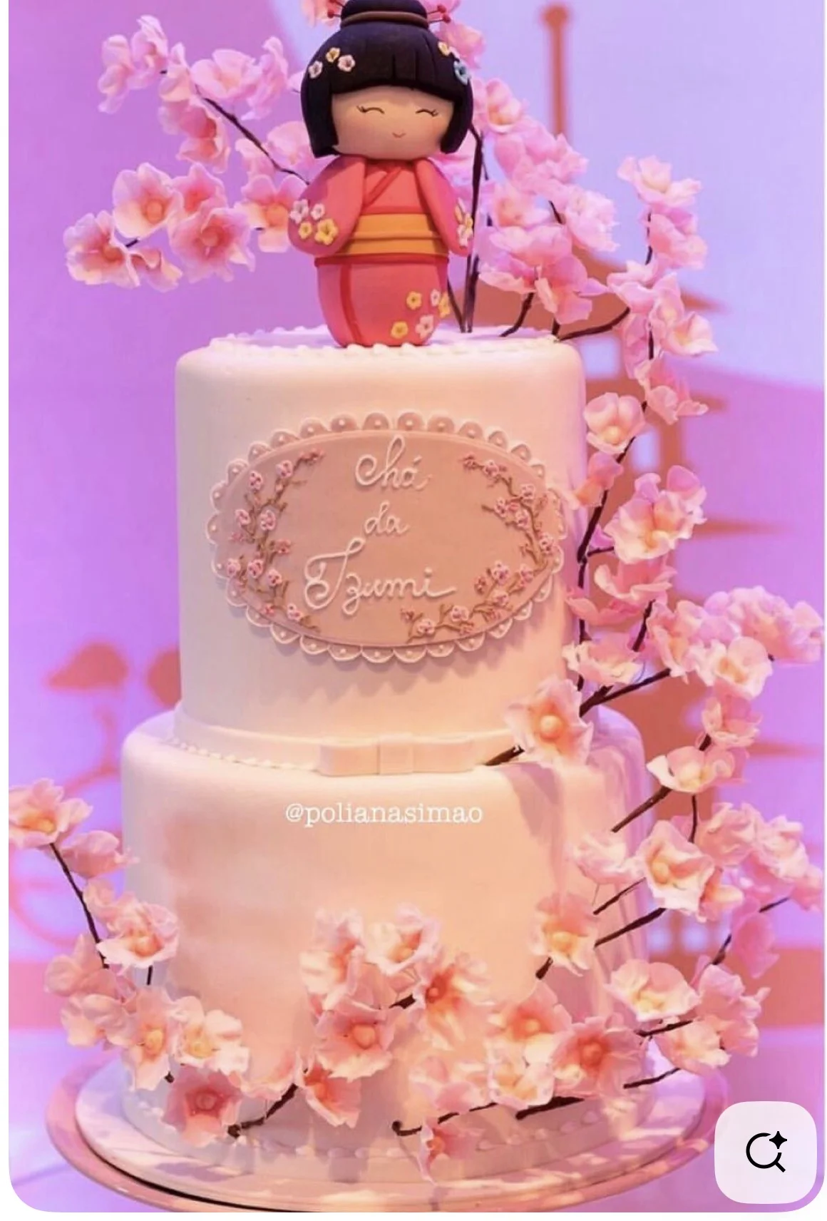 Japanese Geisha Cherry Blossom Cake Design