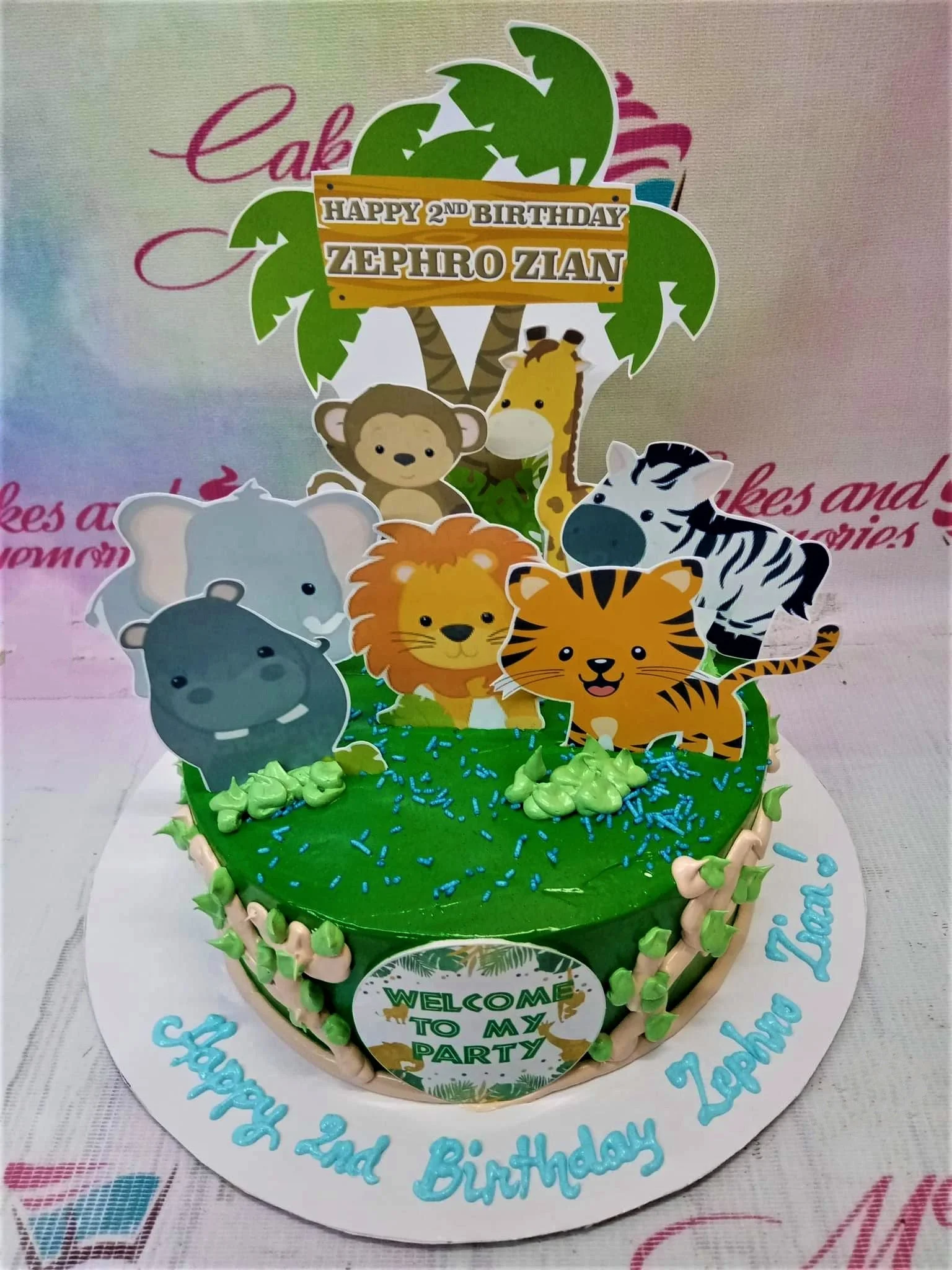 Jungle Safari Cartoon Cake Design