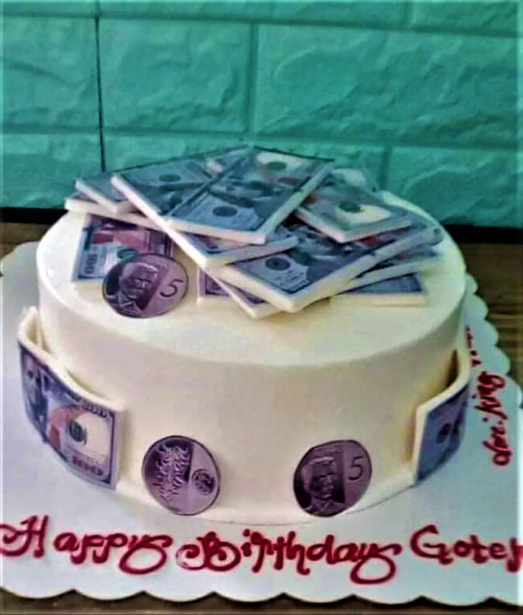 Money Birthday Billiards Cake Design