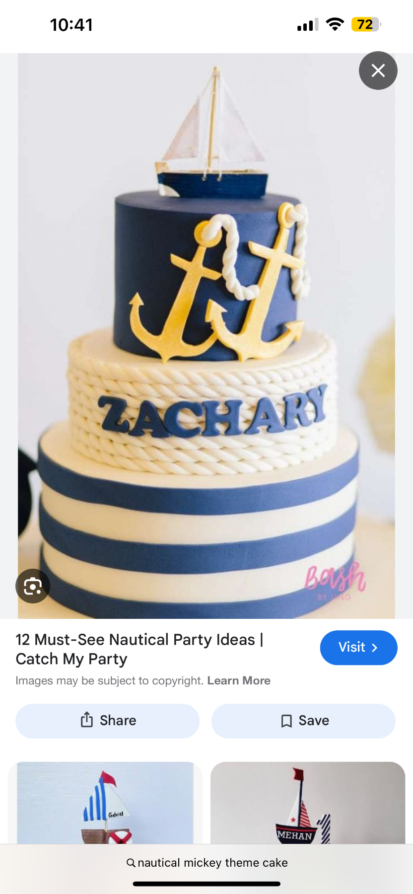 nautical 3 Tier Fondant - navy theme with sailboat and anchors nautical 3 Tier Fondant - navy theme with sailboat and anchors
