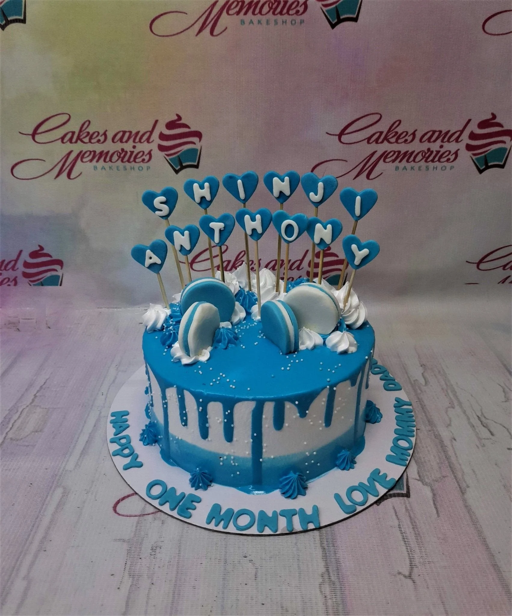 One Month Blue Cake