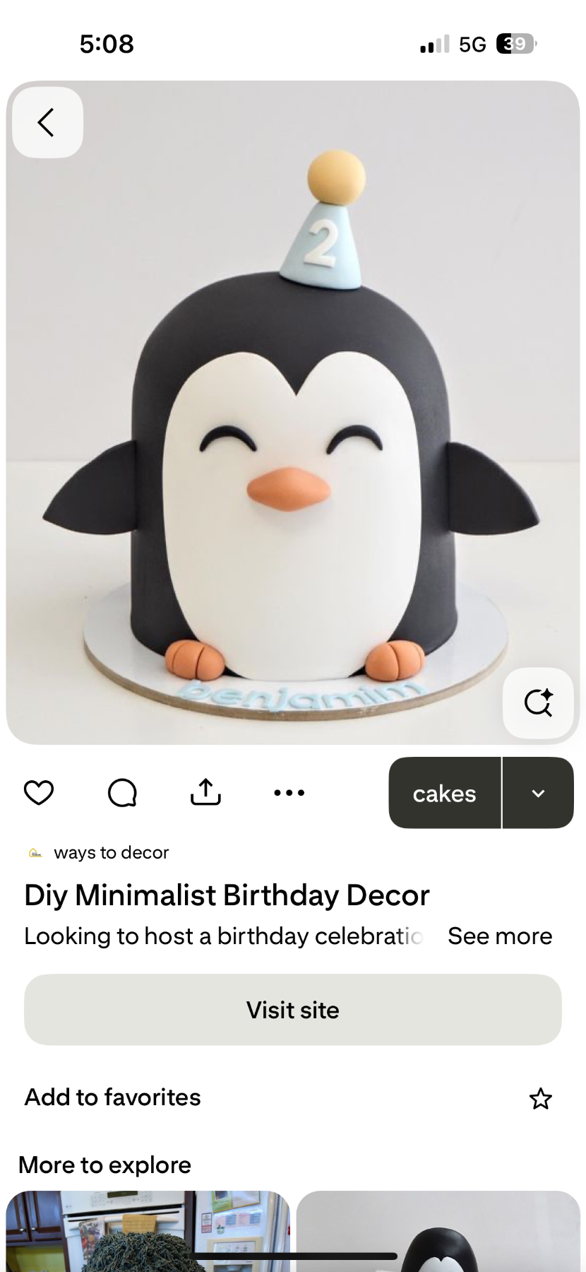 Minimalist 1-tier penguin cake with black and white fondant, orange beak and feet, and a blue party hat. Minimalist 1-tier penguin cake with black and white fondant, orange beak and feet, and a blue party hat.