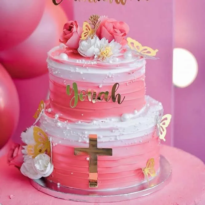 Pink Baptism Cake