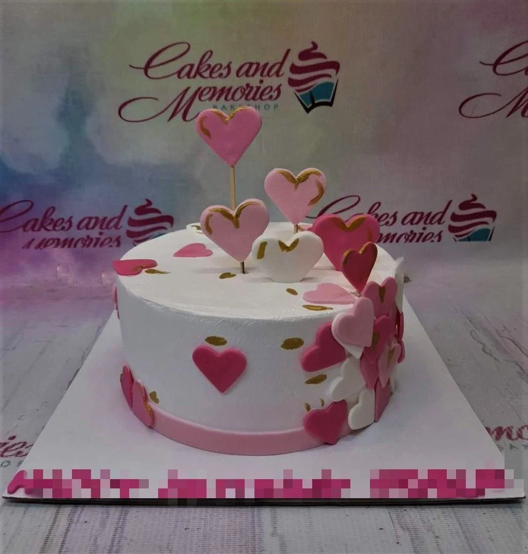 Pink Heart Minimalist Cake