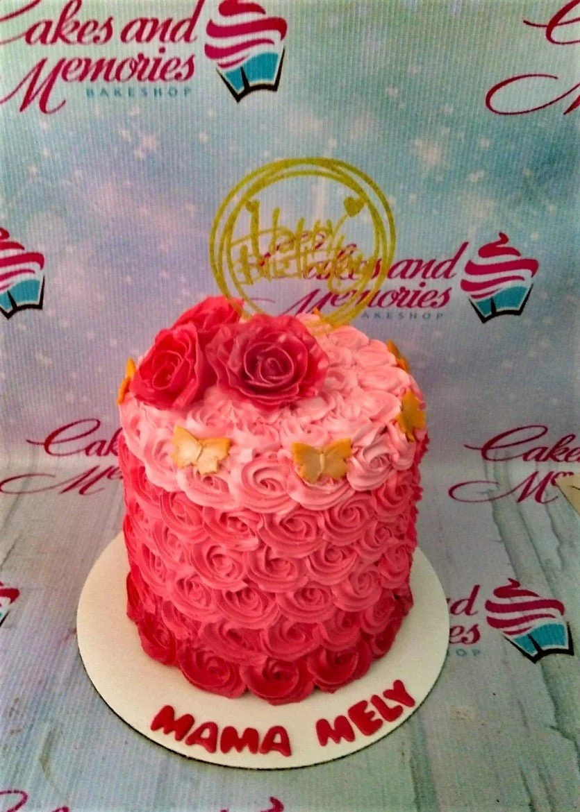 Pink Ombre Rosette Rosettes Cake Design