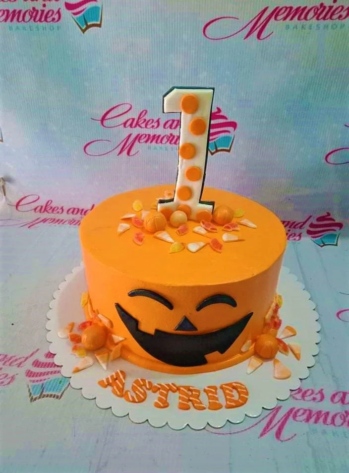 Pumpkin First Birthday Candyland Cake Design